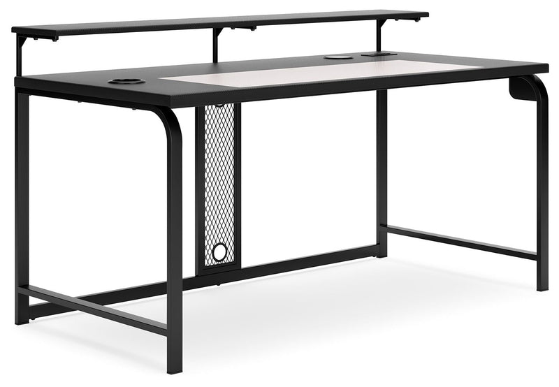 Lynxtyn - Black - Home Office Desk With Led Lighting