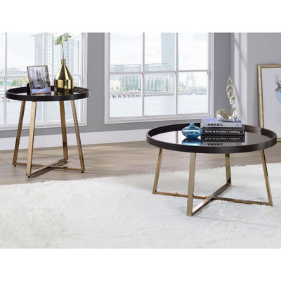 Hepton - End Table - Mirrored, Walnut & Champagne - Grand Furniture GA