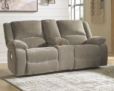 Draycoll - Pewter - Dbl Rec Pwr Loveseat W/Console.