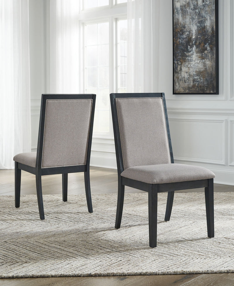 Foyland - Light Gray / Black - Dining Uph Side Chair (Set of 2).
