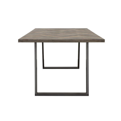 Misty - Sled Leg Dining Table - Gray Sheesham And Gunmetal