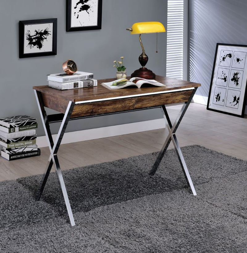 Callers - Desk - Weathered Oak & Chrome - Grand Furniture GA