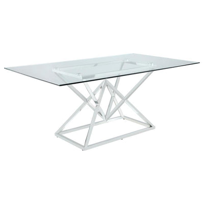 Beaufort - Rectangle Glass Top Dining Table - Chrome.