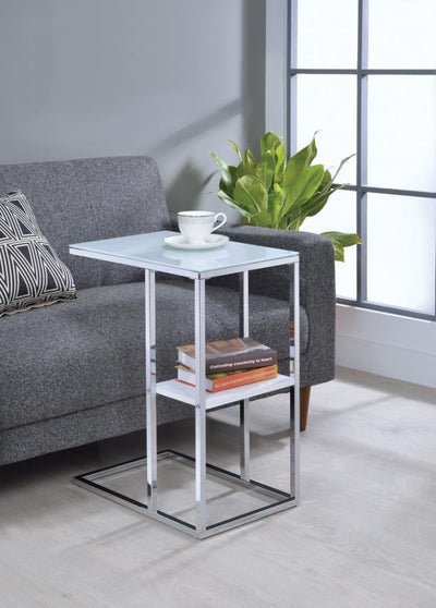 Daisy - 1-Shelf Accent Table - Chrome and White.