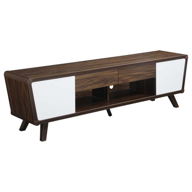 Alvin - 2-Drawer TV Console - Dark Walnut And Glossy White - TV Stands - Grand Furniture GA