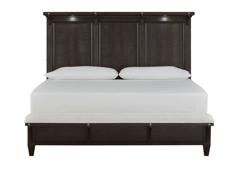 Sierra - Complete Lighted Panel Bed With Upholstered Footboard.