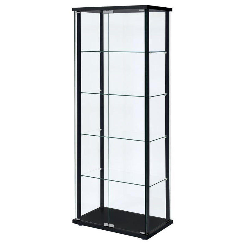 Delphinium - 5-Shelf Glass Curio Cabinet - Black and Clear.