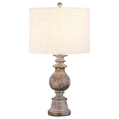 Brie - Drum Shade Table Lamp - Oatmeal and Antique Gold.