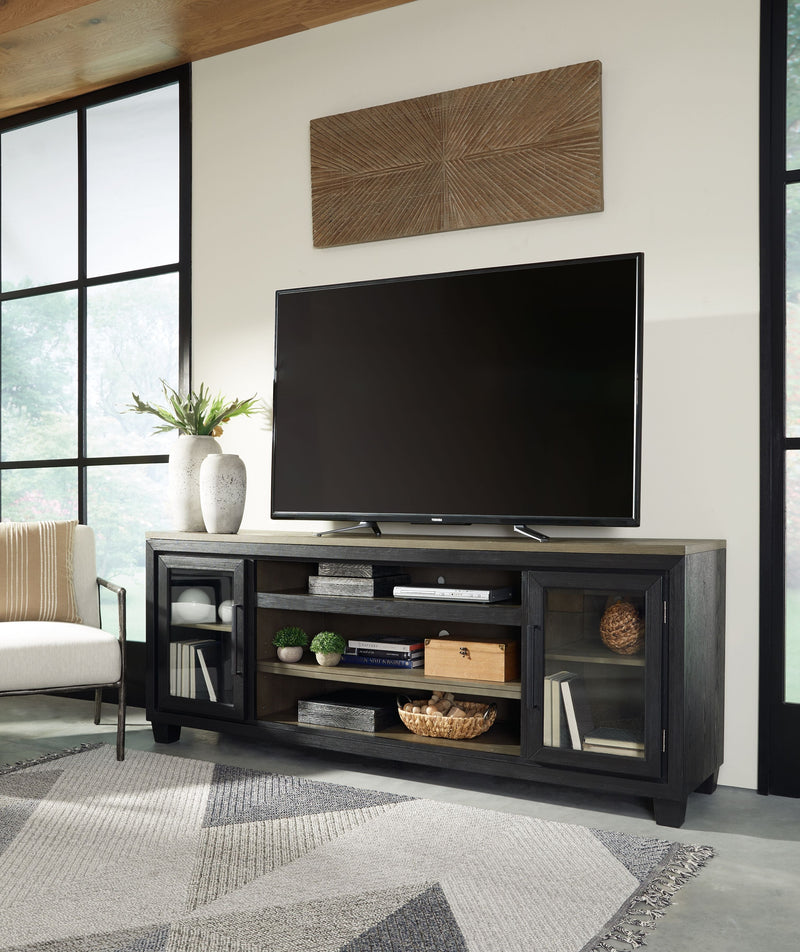 Foyland - Black / Brown - Xl TV Stand W/Fireplace Option.