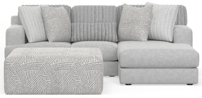 Logan - 2 Piece Upholstered Sectional With Comfort Coil Seating, 46" Cocktail Ottoman And 5 Included Accent Pillows (Right Side Facing Chaise) - Moonstruck