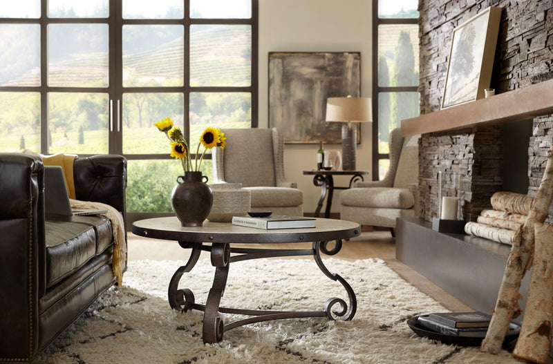 Hill Country - Luckenbach Metal And Stone End Table.