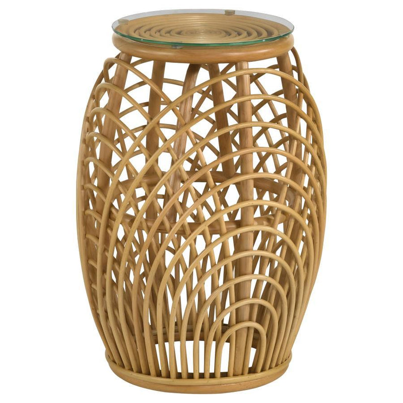 Dahlia - Round Woven Rattan End Table - Natural.