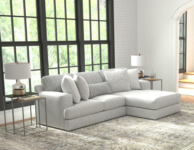 Logan - 2 Piece Upholstered Sectional With Comfort Coil Seating And 5 Included Accent Pillows (Right Side Facing Chaise) - Moonstruck