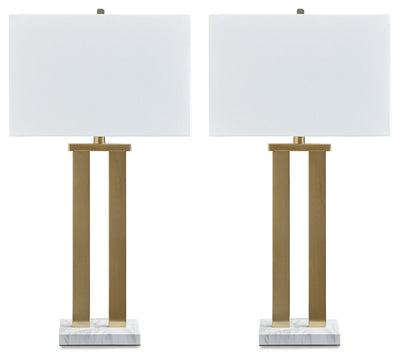 Coopermen - Gold Finish / White - Metal Table Lamp (Set of 2).