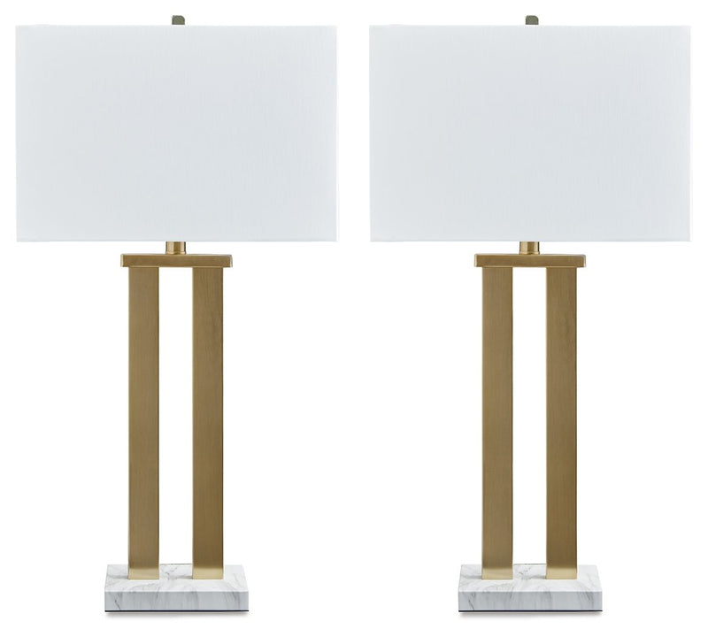 Coopermen - Gold Finish / White - Metal Table Lamp (Set of 2).
