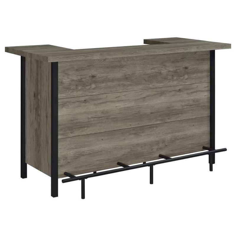 Bellemore - Bar Unit With Footrest - Grey Driftwood and Black.