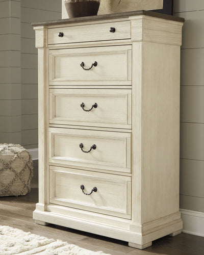 Bolanburg - Antique White / Brown - Five Drawer Chest.