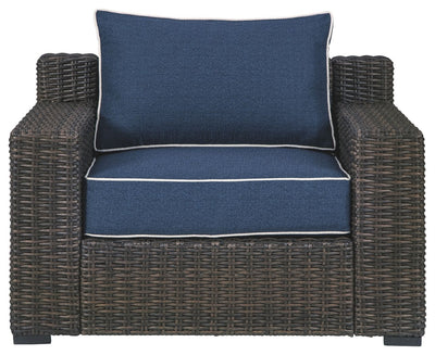 Grasson - Brown / Blue - Lounge Chair W/Cushion.