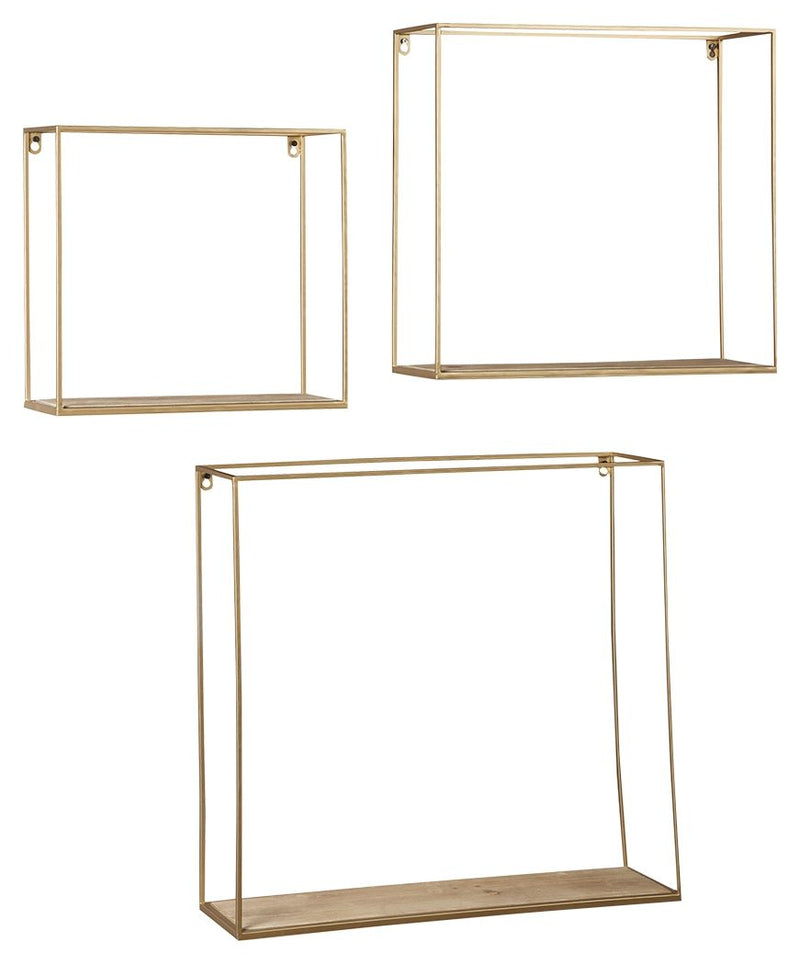 Efharis - Natural / Gold Finish - Wall Shelf Set (Set of 3).