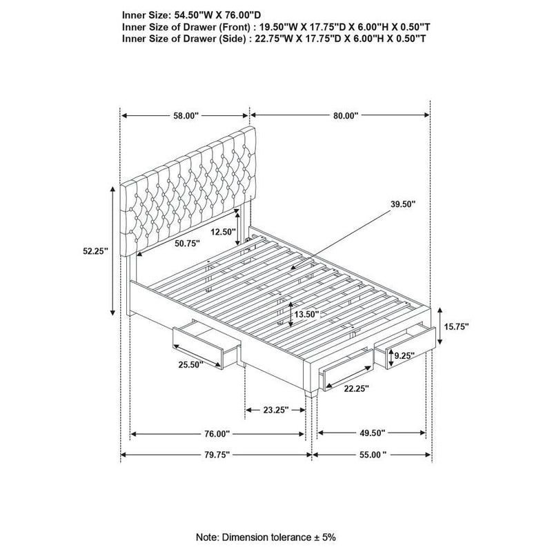 Soledad - 4-drawer Button Tufted Storage Bed