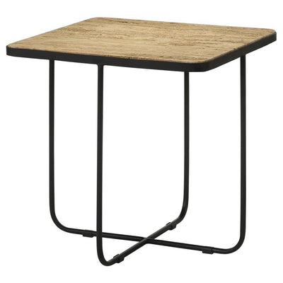 Elyna - Square Accent Table - Travertine and Black.