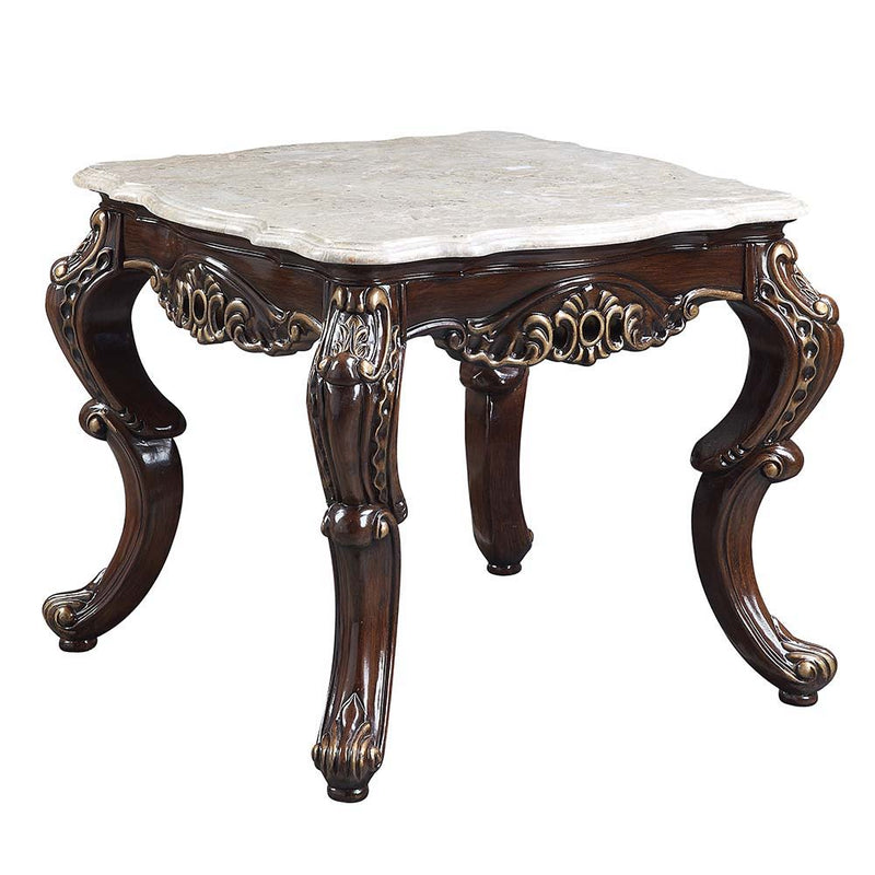 Benbek - End Table - Marble & Antique Oak Finish - Grand Furniture GA