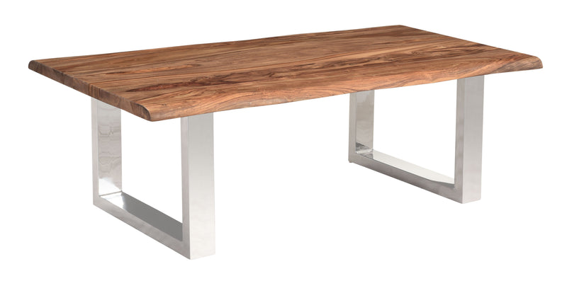 Brownstone 2.0 - Solid Wood Live Edge Topped Table With Chrome Legs.