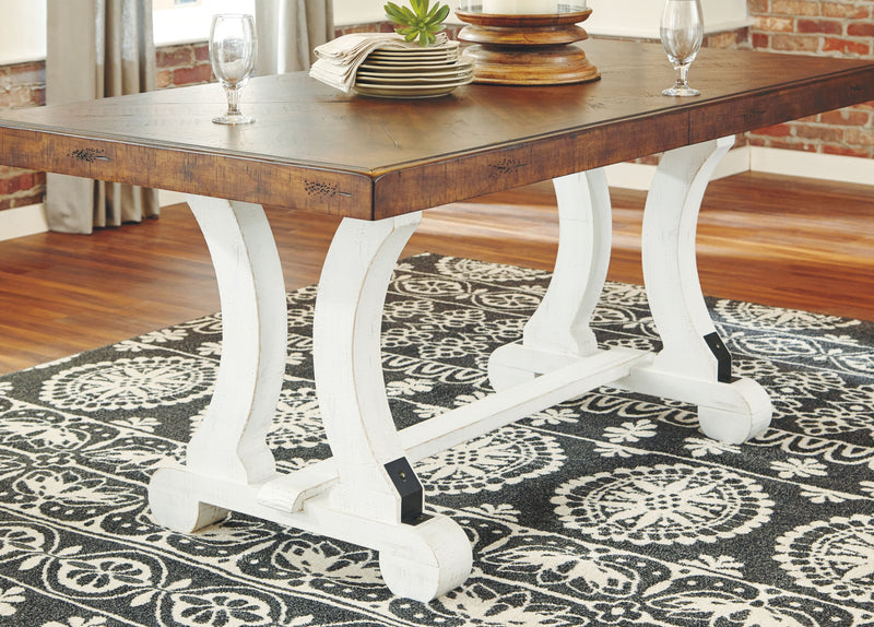 Valebeck - White / Brown - Rectangular Dining Room Table.