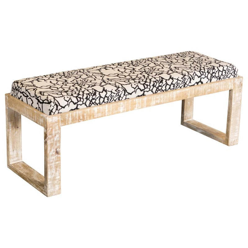 Aiden - Sled Leg Upholstered Accent Bench - Black and White.