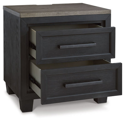 Foyland - Black / Brown - Two Drawer Night Stand.