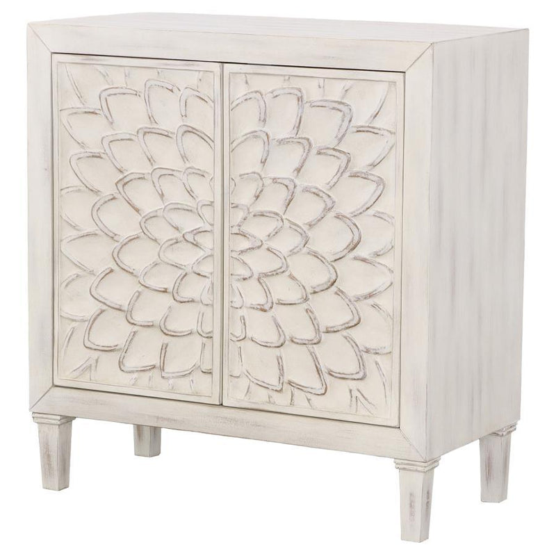 Clarkia - Accent Cabinet With Floral Carved Door - White - Grand Furniture GA