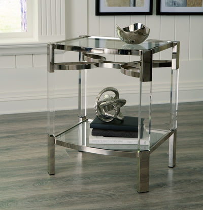 Chaseton - Clear / Silver Finish - Accent Table.