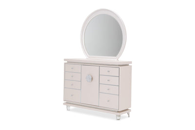 Glimmering Heights - Upholstered Dresser, Mirror.