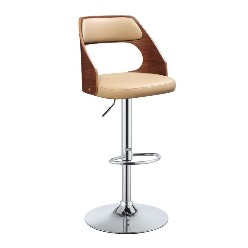 Camila - Stool - Beige PU & Walnut - Grand Furniture GA