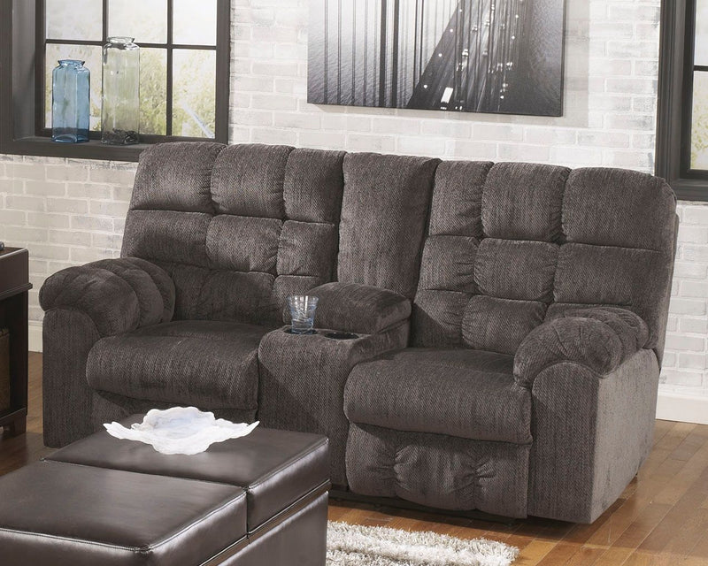 Acieona - Slate - Dbl Rec Loveseat W/Console - Grand Furniture GA