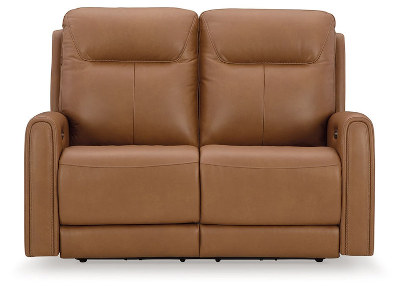 Tryanny - Butterscotch - Power Reclining Loveseat/ Adj Headrest