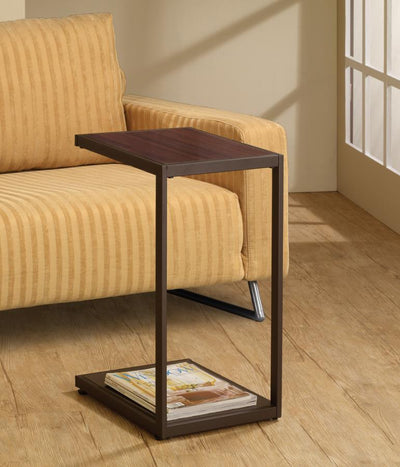 Jose - Rectangular Accent Table With Bottom Shelf - Brown