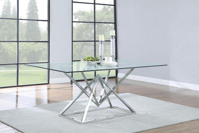 Beaufort - Rectangle Glass Top Dining Table - Chrome.