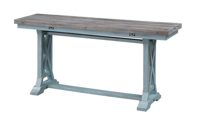 Bar Harbor - Hand Painted Table With Plank Style Top.