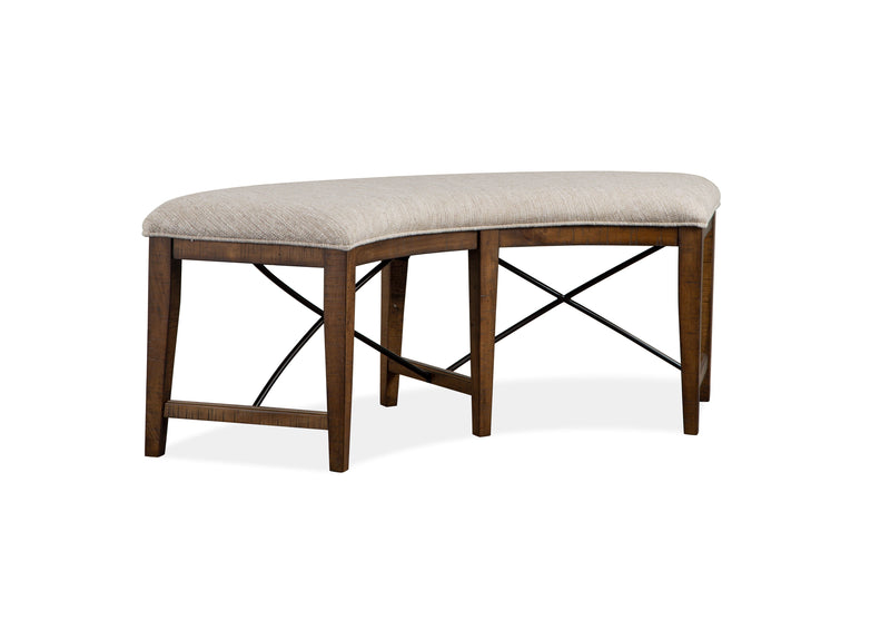 Bay Creek - Curved Bench With Upholstered Seat - Toasted Nutmeg.