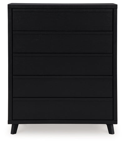 Danziar - Black - Five Drawer Wide Chest.