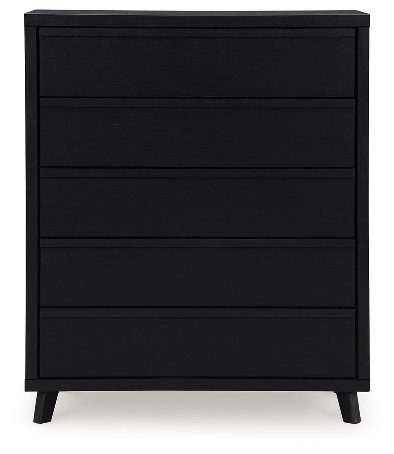 Danziar - Black - Five Drawer Wide Chest.