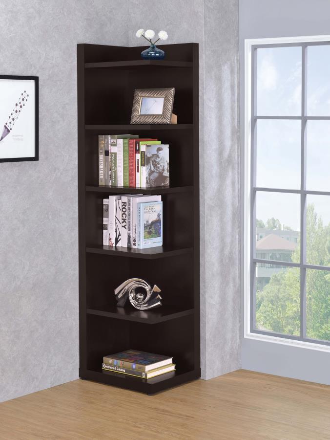 Pinckard - 6-Tier Corner Bookcase - Cappuccino.