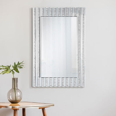 Aideen - Rectangular Wall Mirror With Vertical Stripes Of Faux Crystals.