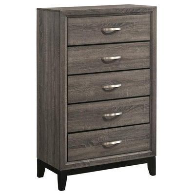 Watson - 5-Drawer Chest - Gray Oak And Black - Grand Furniture GA