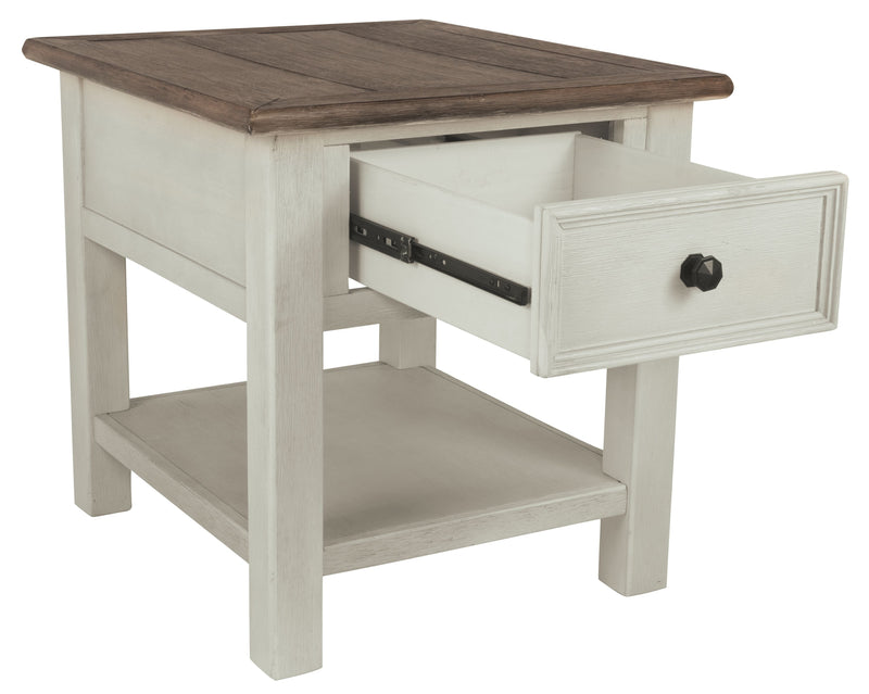 Bolanburg - White / Brown / Beige - Rectangular End Table.