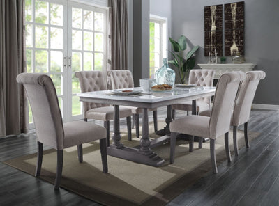 Yabeina - Dining Table - Marble Top & Gray Oak Finish - Grand Furniture GA