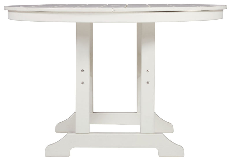 Crescent Luxe - White - Round Dining Table W/Umb Opt.