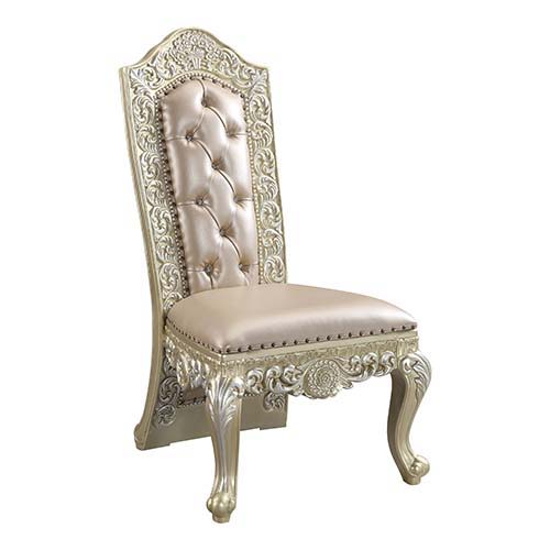 Vatican - Side Chair (Set of 2) - PU & Champagne Silver Finish - Grand Furniture GA