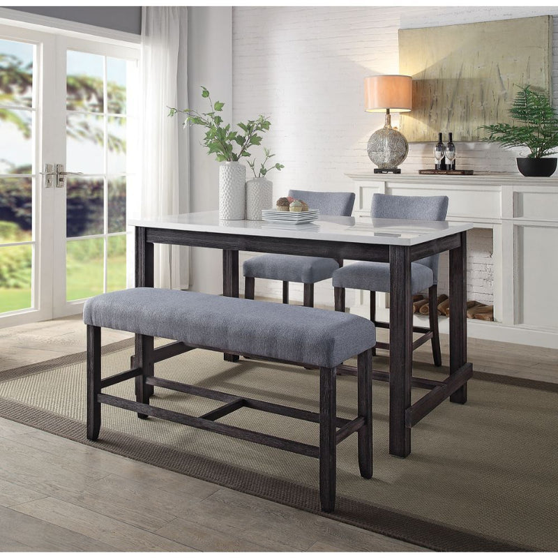 Yelena - Counter Height Table - Marble & Weathered Espresso - Grand Furniture GA